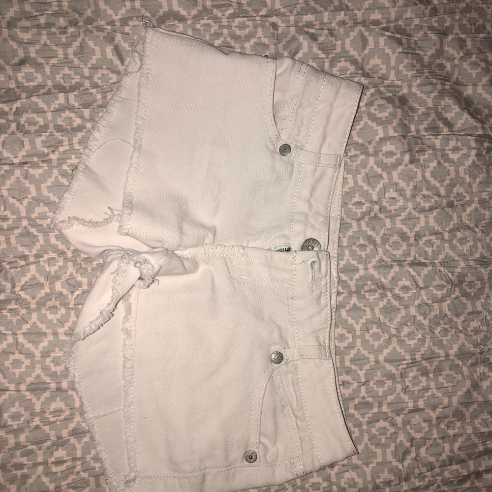 White jean shorts